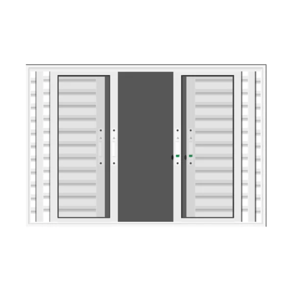 VENEZIANA 6F - 2 FIXAS - PANORÂMICO VD LISO COMUM INC 3MM E VD TEMPERADO 6MM